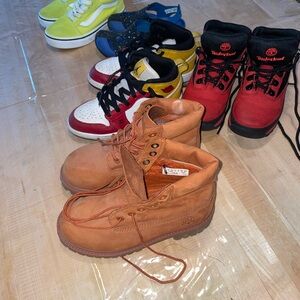 Converse, Timberland, Jordan Kids shoe lot.
